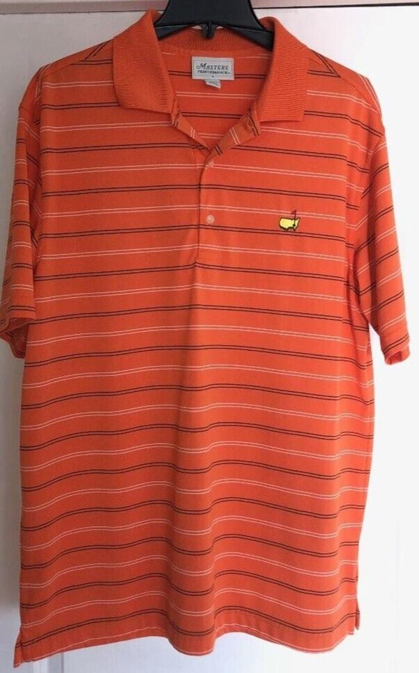 Masters Performance Shirt Men's L Orange Stripe Golf Polo L SS Logo NWOT
